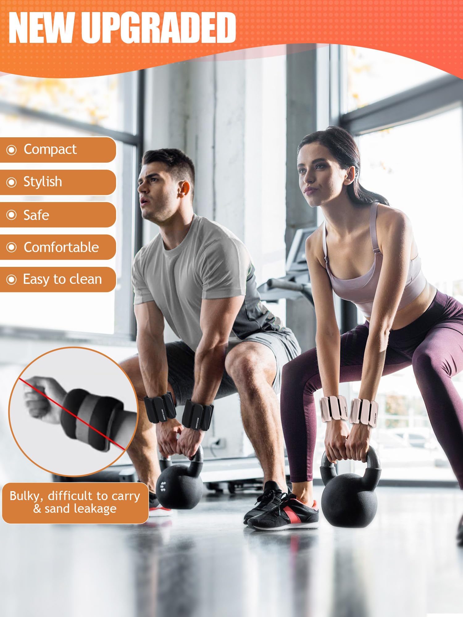 BECOJADDE Ankle Weights for Women Men Set of 2 (0.45 Kg Each) Adjustable Wrist Weights Bracelet for Home Gym Weighted Wristbands Leg Arm Weights for Walking Swimming Running Pilates Yoga Beige - Image 2