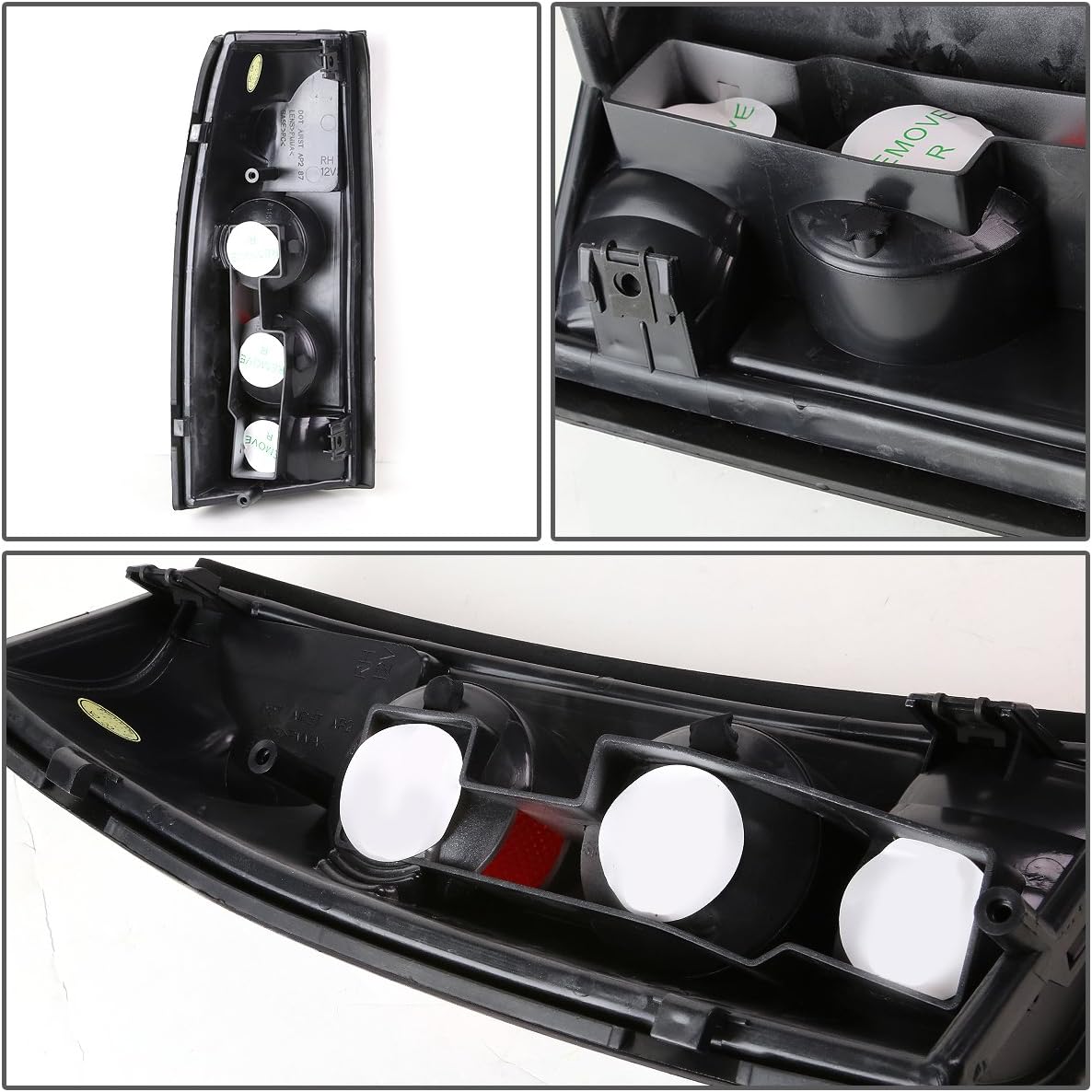 Auto Dynasty Tail Light Compatible with 88-01 Chevy/GMC C/K 1500-3500 Blazer Tahoe Suburban Cadillac Escalade, Pair of Altezza Style Brake Tail Lights, Black Housing Clear Lens