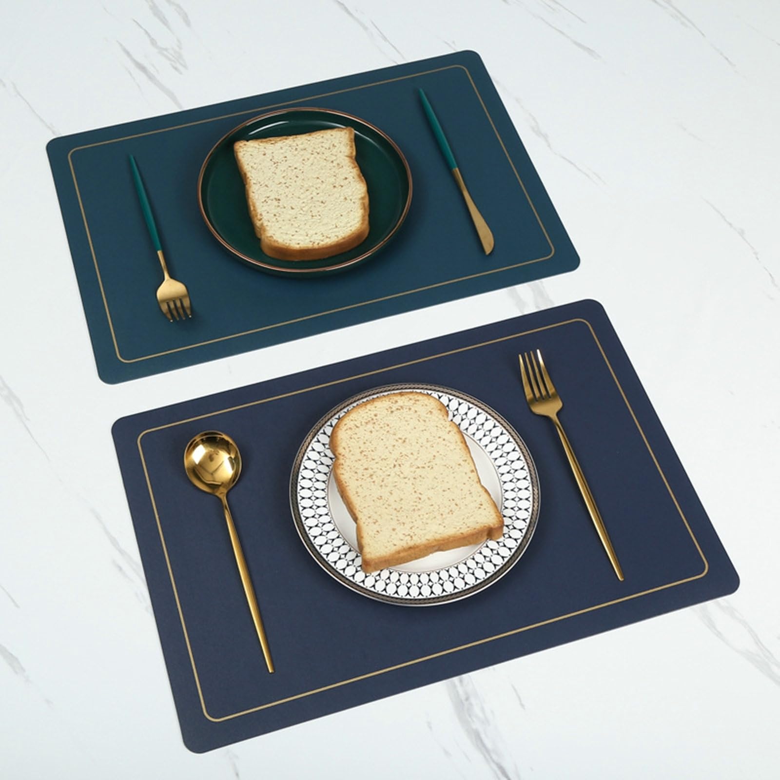 Beydodo Set di 6 tovagliette in pelle PU per cucina 45,7 x 30,5 cm, tovagliette lavabili a forma rettangolare verde pavone