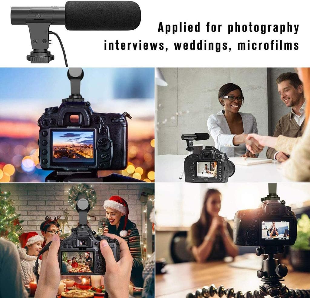 Camera Video Microphone DSLR Interview Cardioid Directional Camcorder External Microphones for Recording 3.5mm Interface