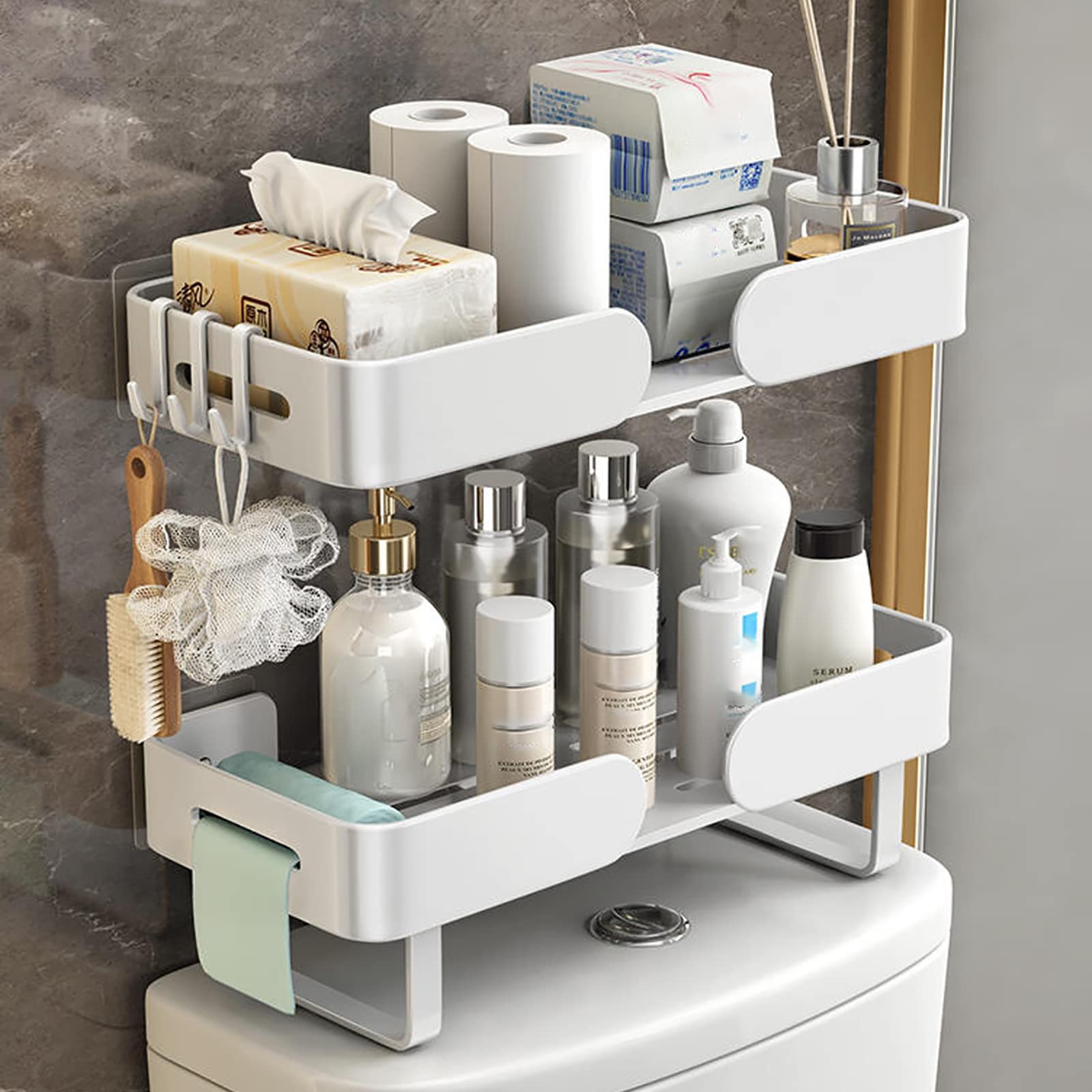 Étagère de rangement au-dessus des toilettes HOTORI meuble de salle de bain blanc
