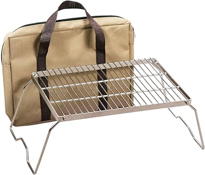 REDCAMP 13.6" Small Folding Campfire Grill, 304 Stainless Steel Firepit Grill Grate, Heavy Duty Portable Camping Grill with Carrying Bag for Outdoor Cooking Backpacking Hiking Picnics BBQ