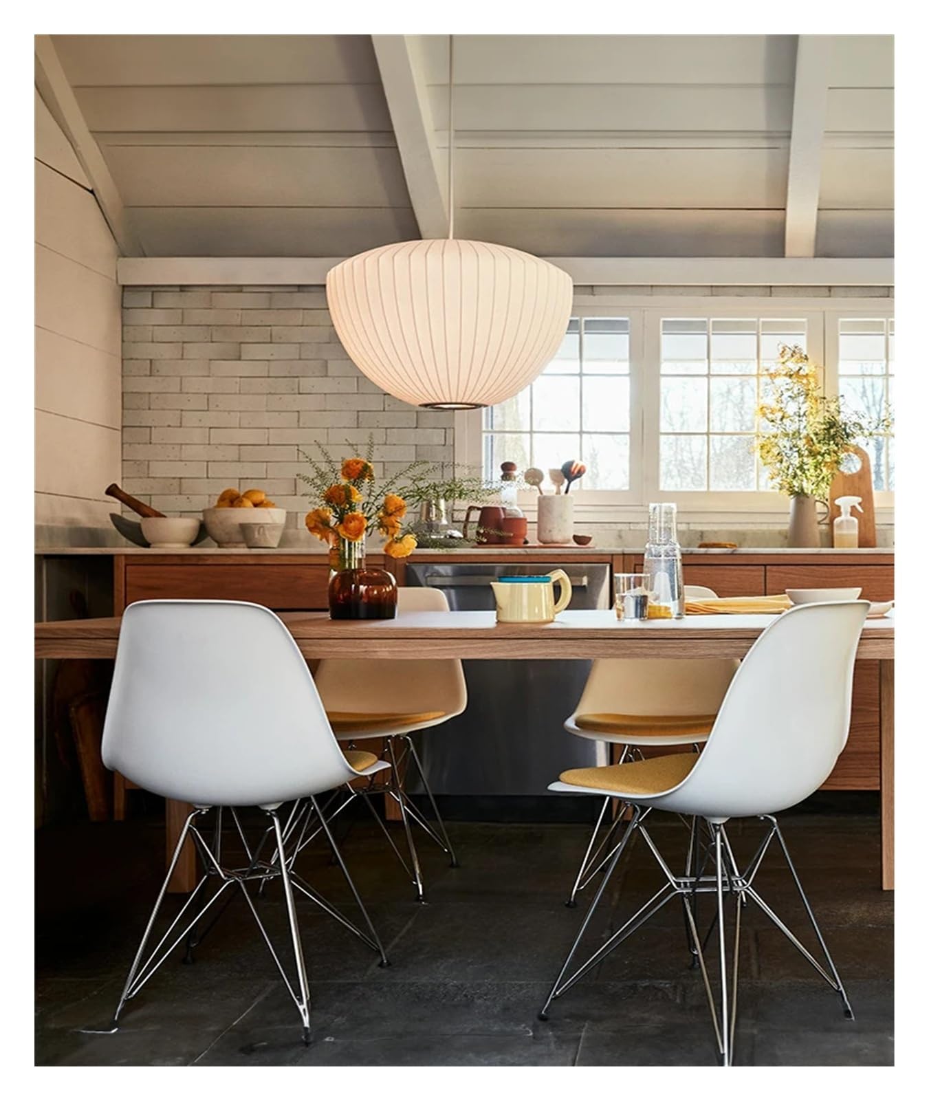 SYAXVOM Chandelier Nordic Imitation Silk Restaurant Bedroom Single Headlight Flat Style Japanese Serene Cocoon Pendant Light(D50cm,3 Changeable)
