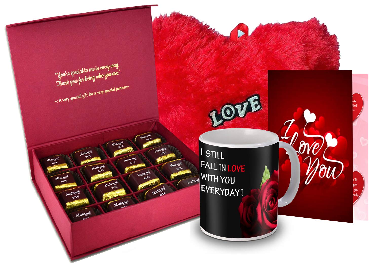 Midiron Chocolate Box, Red Heart, Love Quoted Coffee Mug,Greeting Card for Valentine DayIZ20GB17HeartBigRCDMU-STLove-16