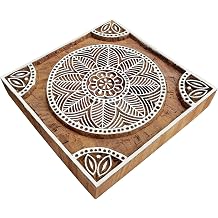 Royal Kraft Square Wooden Printing Block - DIY Henna Fabric Textile Paper Clay Pottery Stamp ESIC5tag023