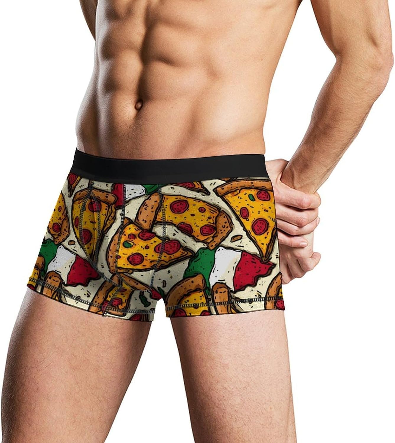 Italy Pizza Italian Flag Novelty Men's Boxer Briefs Soft Breathable Underpants Trunks Stretch Underwear