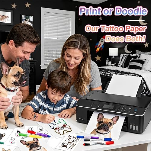 Miniatura 6 de Papel de tatuaje temporal imprimible para impresora de inyección de tinta, 8.5 x 11 pulgadas, 8 hojas, papel de transferencia de tatuaje