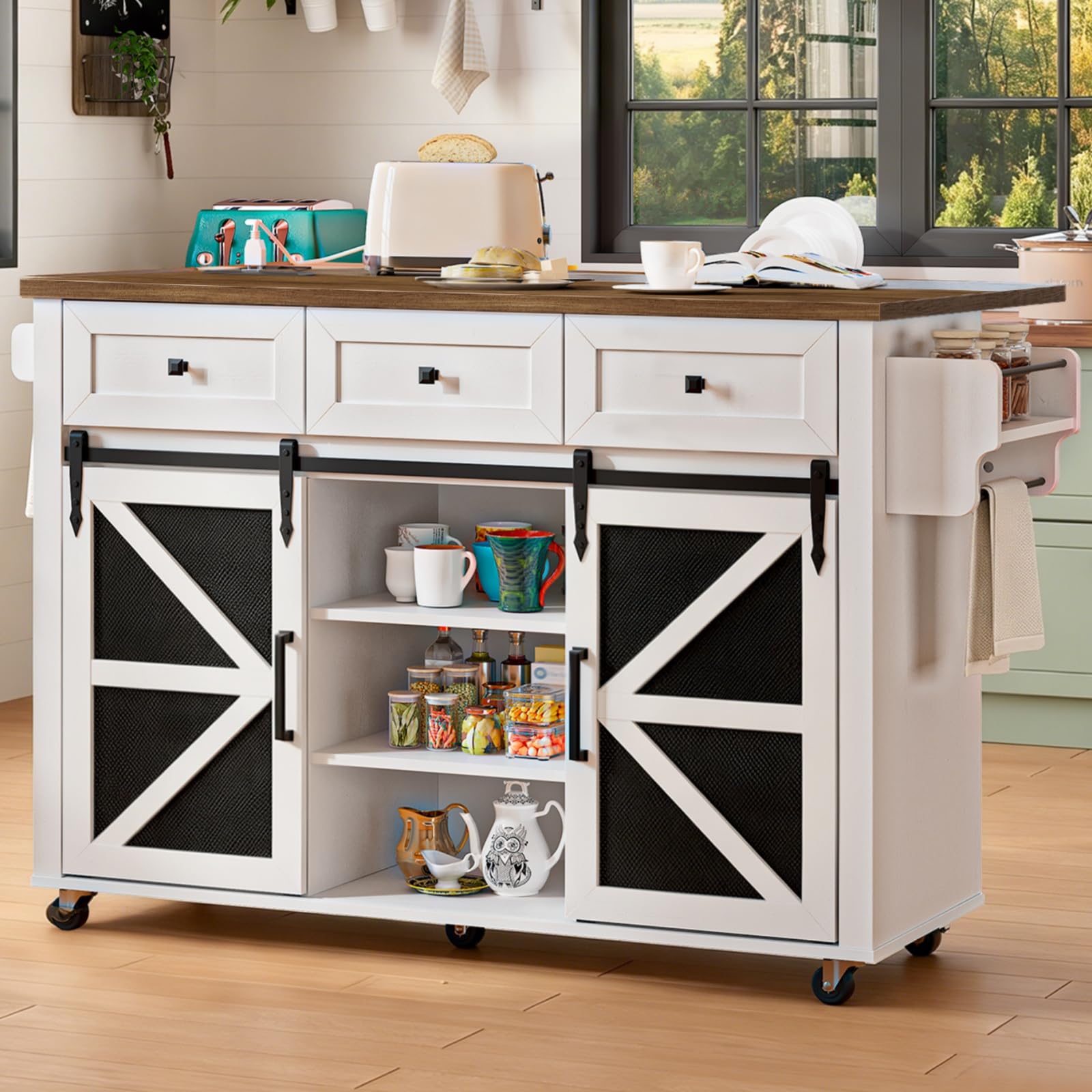 Amazon.com: RALGEND Kitchen Island with Storage, 55