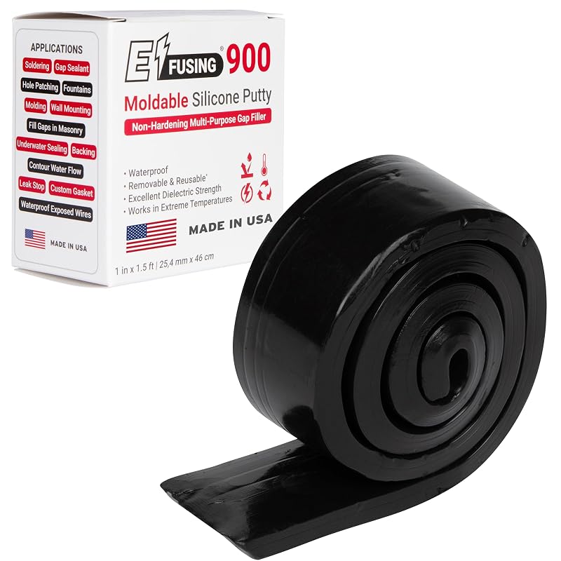 Massa de Silicone Moldável E/FUSING 900 Preta Retangular para Vedação de Pequenos Vazamentos