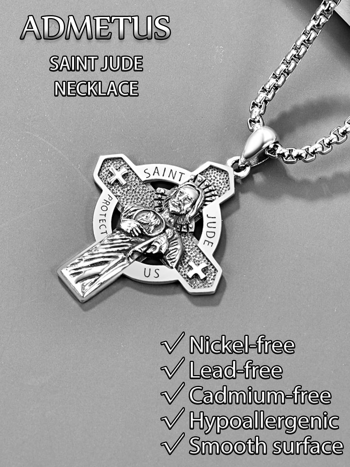 Snapklik.com : St Jude Necklace For Men 925 Sterling Silver Cross Saint ...