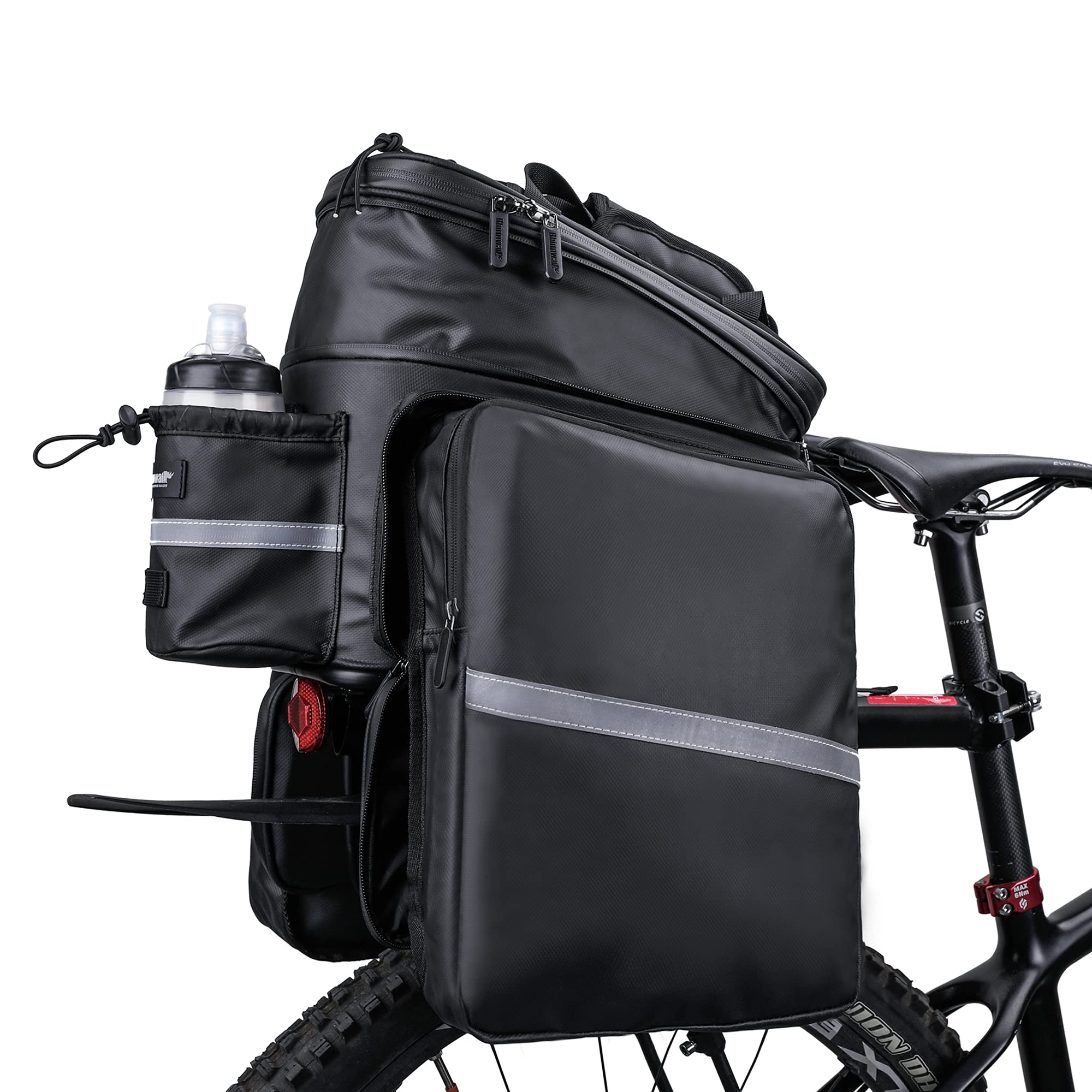 BAIGIO Erweiterbar Gepäckträgertasche für Fahrrad 11-30L Wasserdicht Fahrradtasche Gepäckträger Multifunktion Kameratasche Rücksitz Tasche hinten Faltbare Seitentaschen mit Flaschenhalter Regenschutz