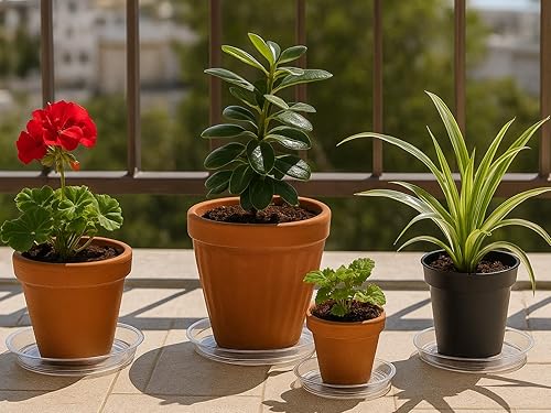 Miniatura 9 de Paquete de 9 platillos de plástico transparente (12 pulgadas) bandejas de goteo para plantas de interior, macetas, a granel