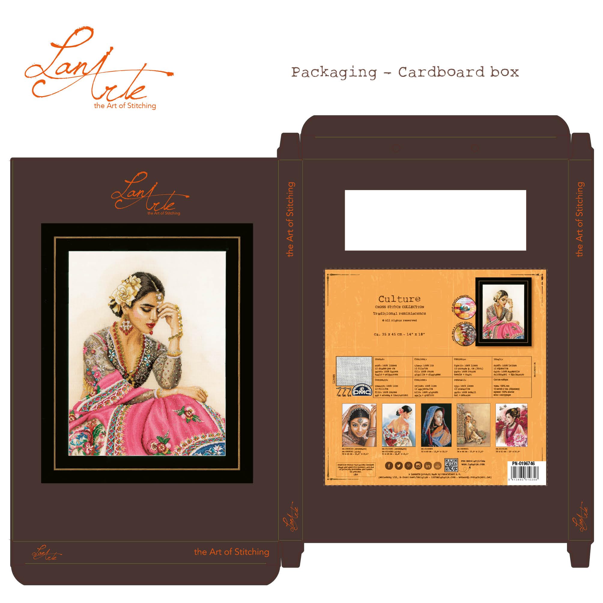 LANARTE Kit Punto Croce Contato REMINISCENZA TRADIZIONALE Decorativi Per Pareti ca. 35 x 45 cm Set Fai Da Te Creativo Adulti Ricamo Casa Decor Arte Da Parete Kit Per Hobby Cross Stitch