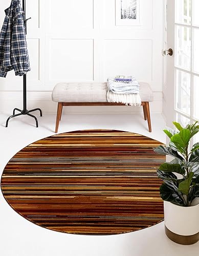 Unique Loom Barista Collection - Alfombra Icatu (6 pies 1 pulgada, redonda, beigemarrón)