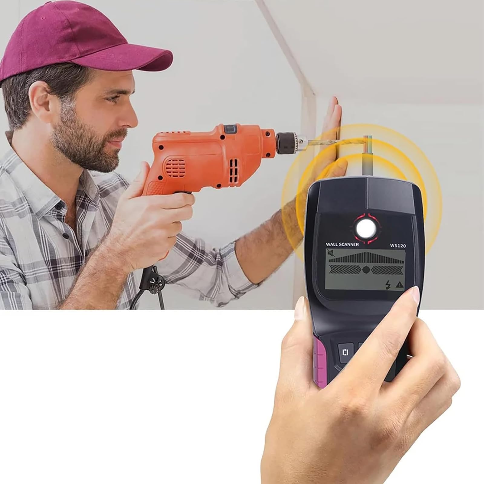 Détecteur de montants électronique numérique avec modes bois, métal et fil sous tension, scanner mural professionnel pour une détection précise de divers matériaux