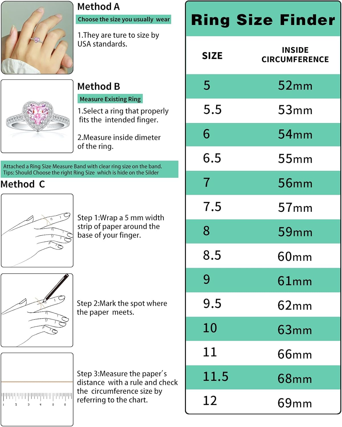 925 Sterling Silver Engagement Ring for Women Heart Gemstone Birthstone Promise Ring for Her Colored Cubic Zirconia Ring Size 4-10.5 - Image 6