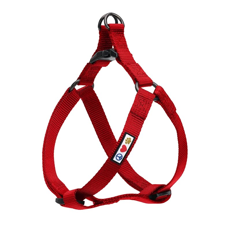 Peitoral tipo cabresto para cães em nylon rip-stop Pawtitas Red Solid, X-Small, pacote com 1