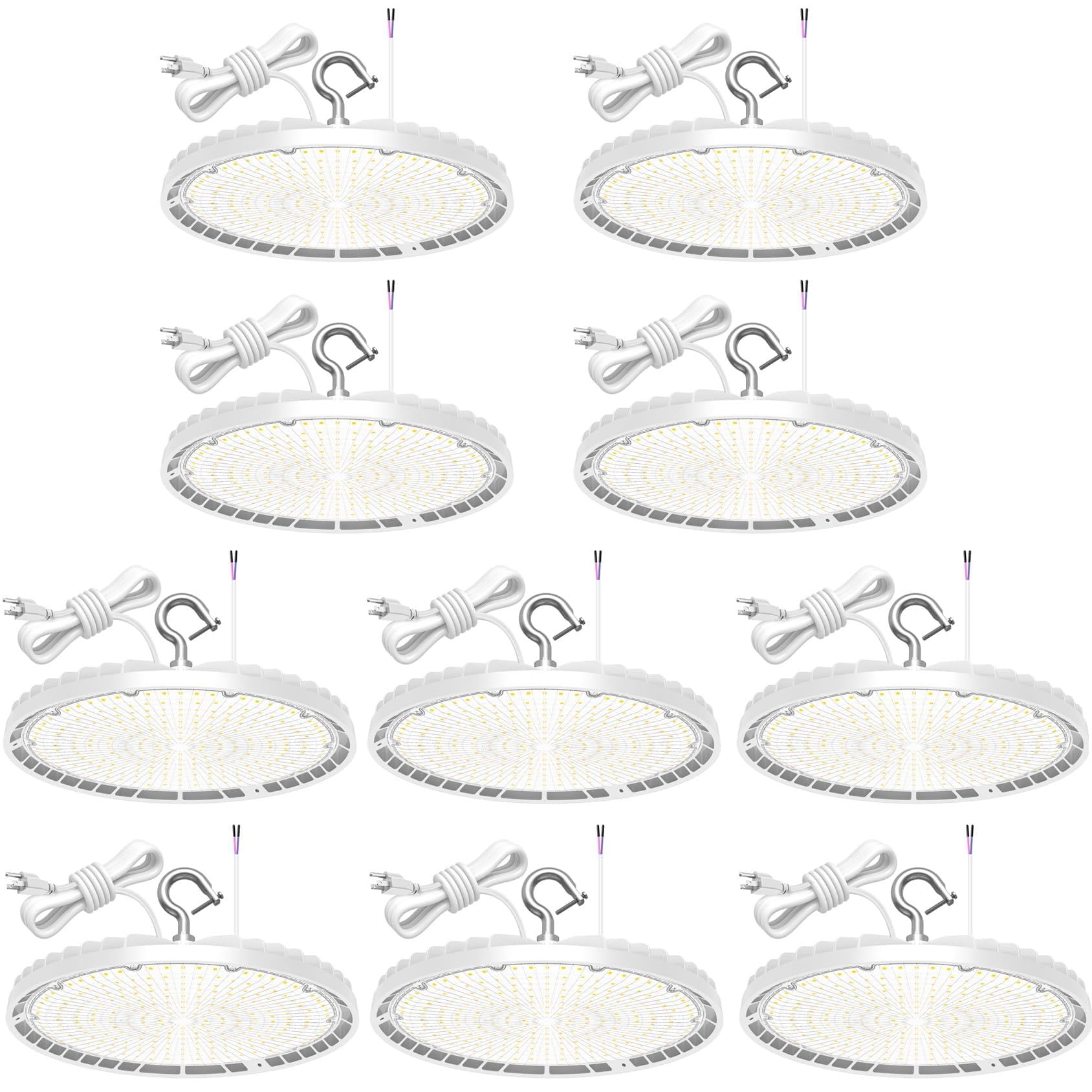 10 Pack LED High Bay Light 240W 200W 150W Adjustable UFO High Bay LED Lights 4500K 5000K 5700K