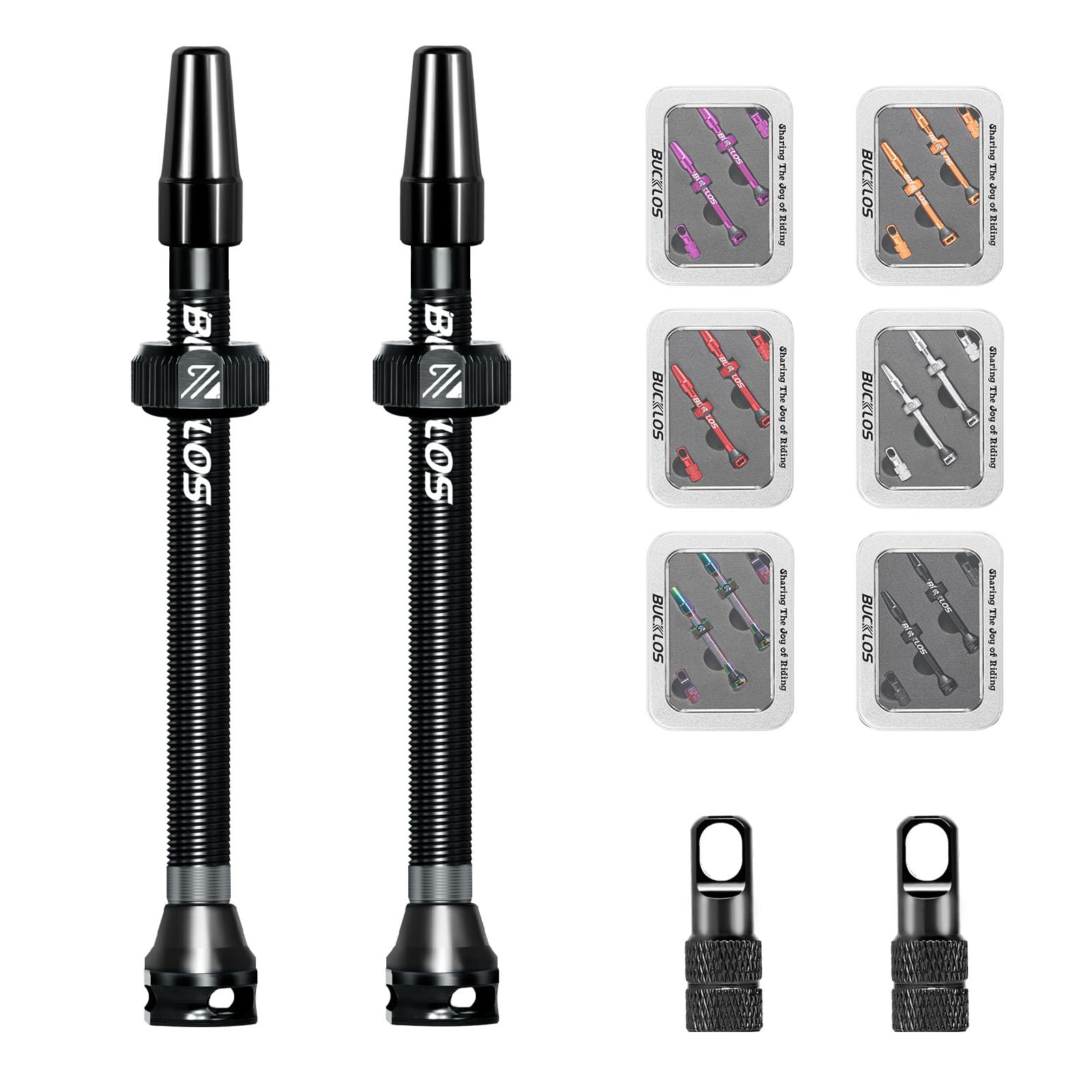 AEYINO Presta Valve Tubeless Stem 80 mm, Valve Stem Kit with Valve Core Removal Tool for Road Bike/Mountain Bike/MTB, Fit Most Bicycle Rims, Super Light Durable Aluminum Stem Black