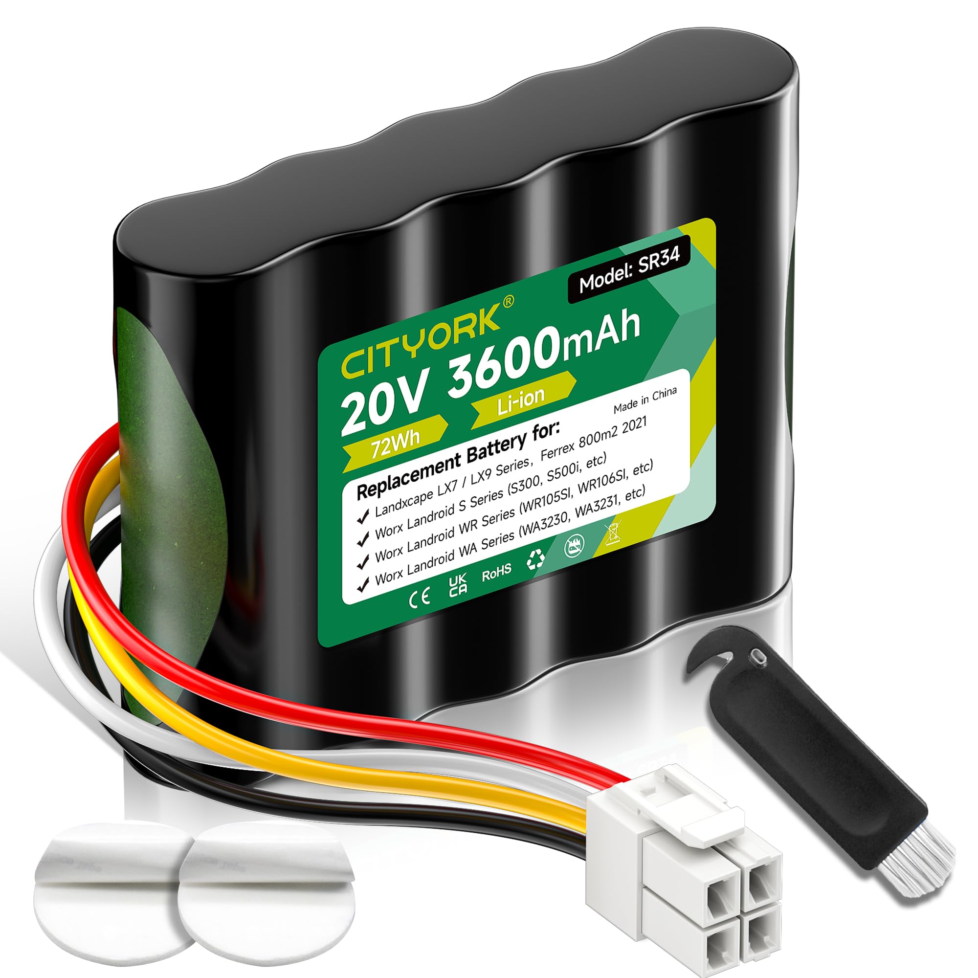 CITYORK Batteria di ricambio da 20 V per Landxcape LX790i LX790 LX792 LX795 LX796 LX797, per Landxcape LX835, LX991 LX992, per Ferrex 800 m² 2021 CR208E, R800 SMART, per Kress Mission KR1313135