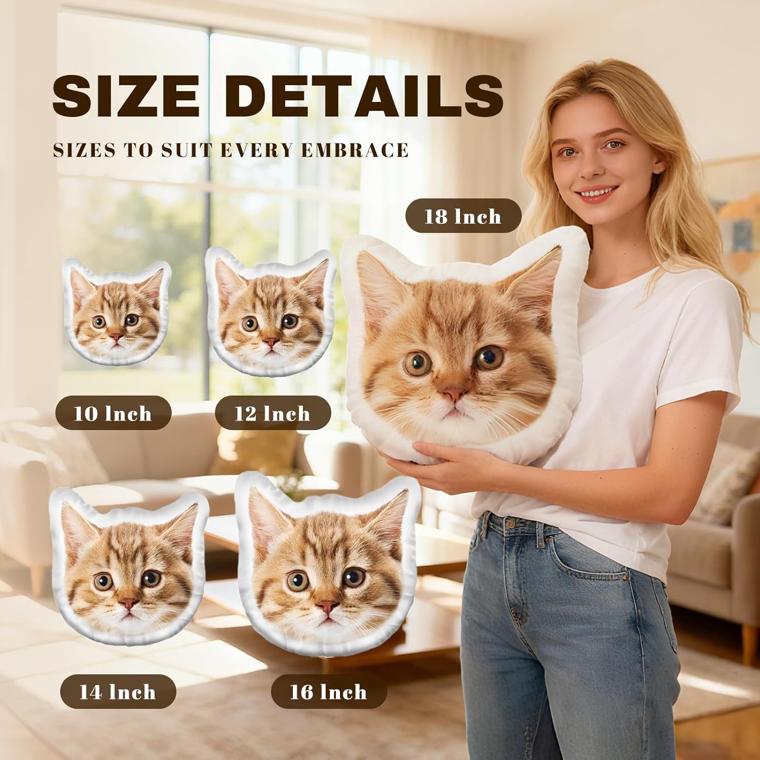 Personalized Photo Pillow Gifts,Custom Pet Pillow Shaped Looks Like Your Dog Cat Picture,Unique Birthday Gifts for Pet Lovers - Double Side 24 Inch