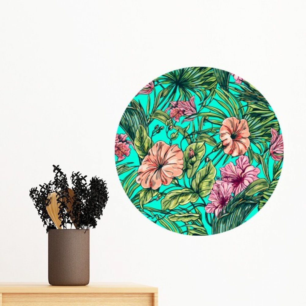 Stickers mural amovible motif plante verte papier peint adhesif repositionnable
