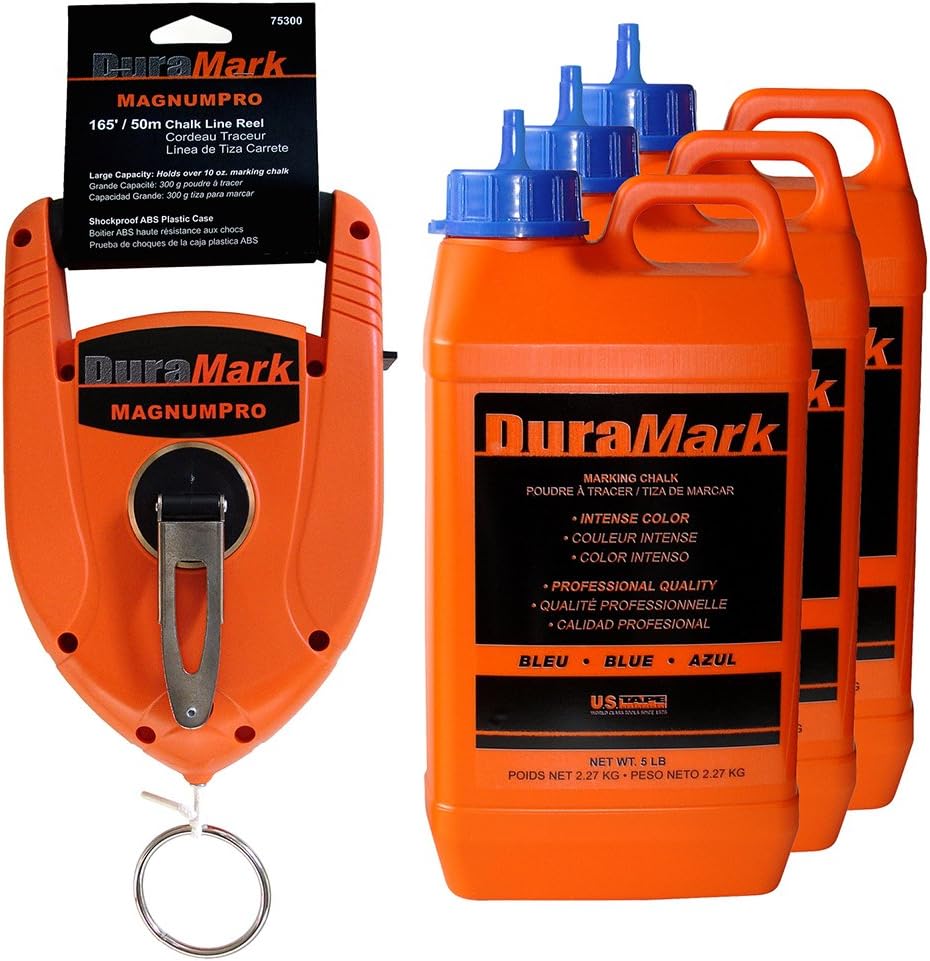 US Tape 75302CPK DuraMark Chalk MagnumPro Chalk Reel with (3) Blue Chalk (5 lb ea)