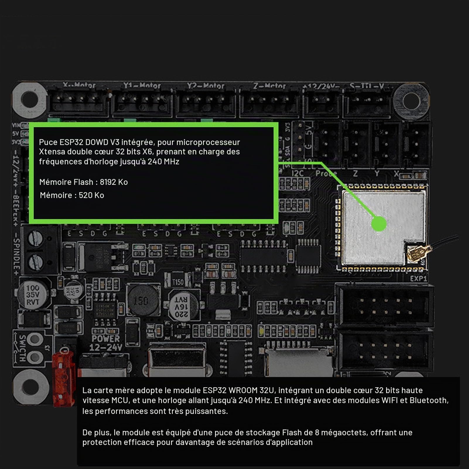 Carte Mère de Graveur, Module de Commande de Graveur MKS DLC32 V2.1 32 Bits ESP32 WIFI GRBL TFT Graveur Bricolage Carte Mère Universelle