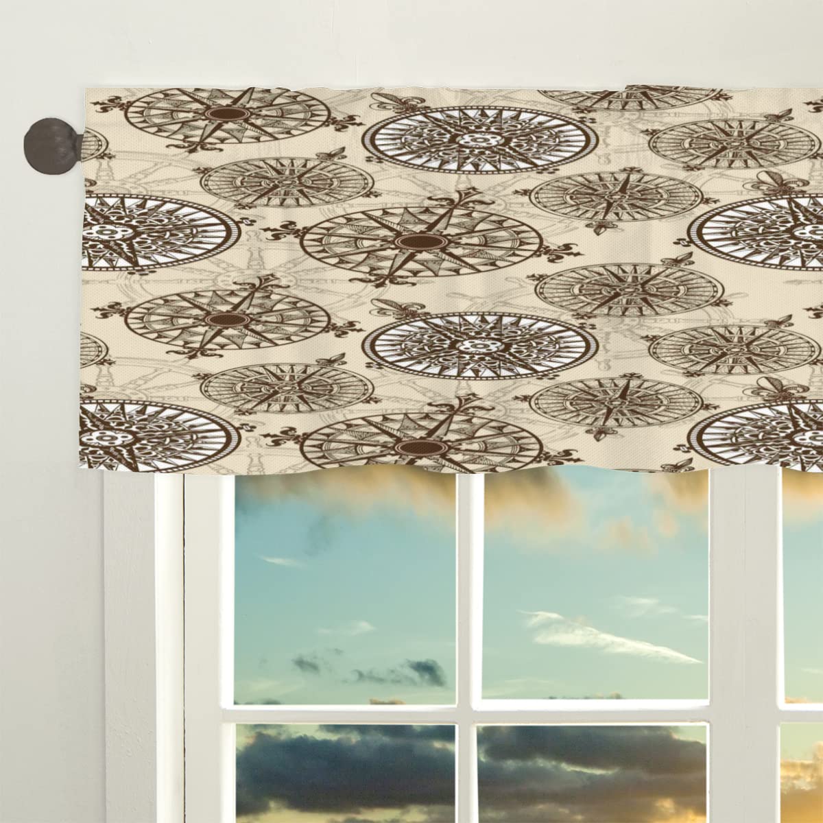 INCREWAY Mantovana mantovana da cucina in finto lino con nappe, 43 cm, mantovana per finestra per soggiorno, bagno, tasca per asta, rustica, piccole tende per finestre, 1 pannello grezzo