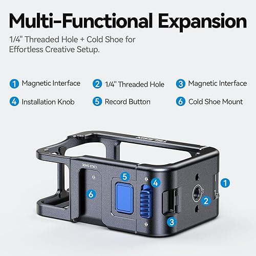 Miniatura 5 de TELESIN Funda de aluminio ultraligera para cámara DJI Action 5 Pro Action 4 Action 3, se adapta con filtro de lente ND CPL en, carcasa protectora