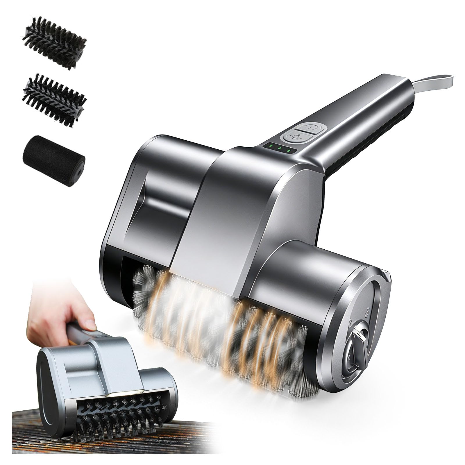 Limpiador De Parrilla Electrico,Electric Grill Brush,Modo De Limpieza De 2 Velocidades, Modo De Iluminación Led, Viene con 3 Cabezales De Cepillo De Diferentes Materiales, Adecuado para Parrillas