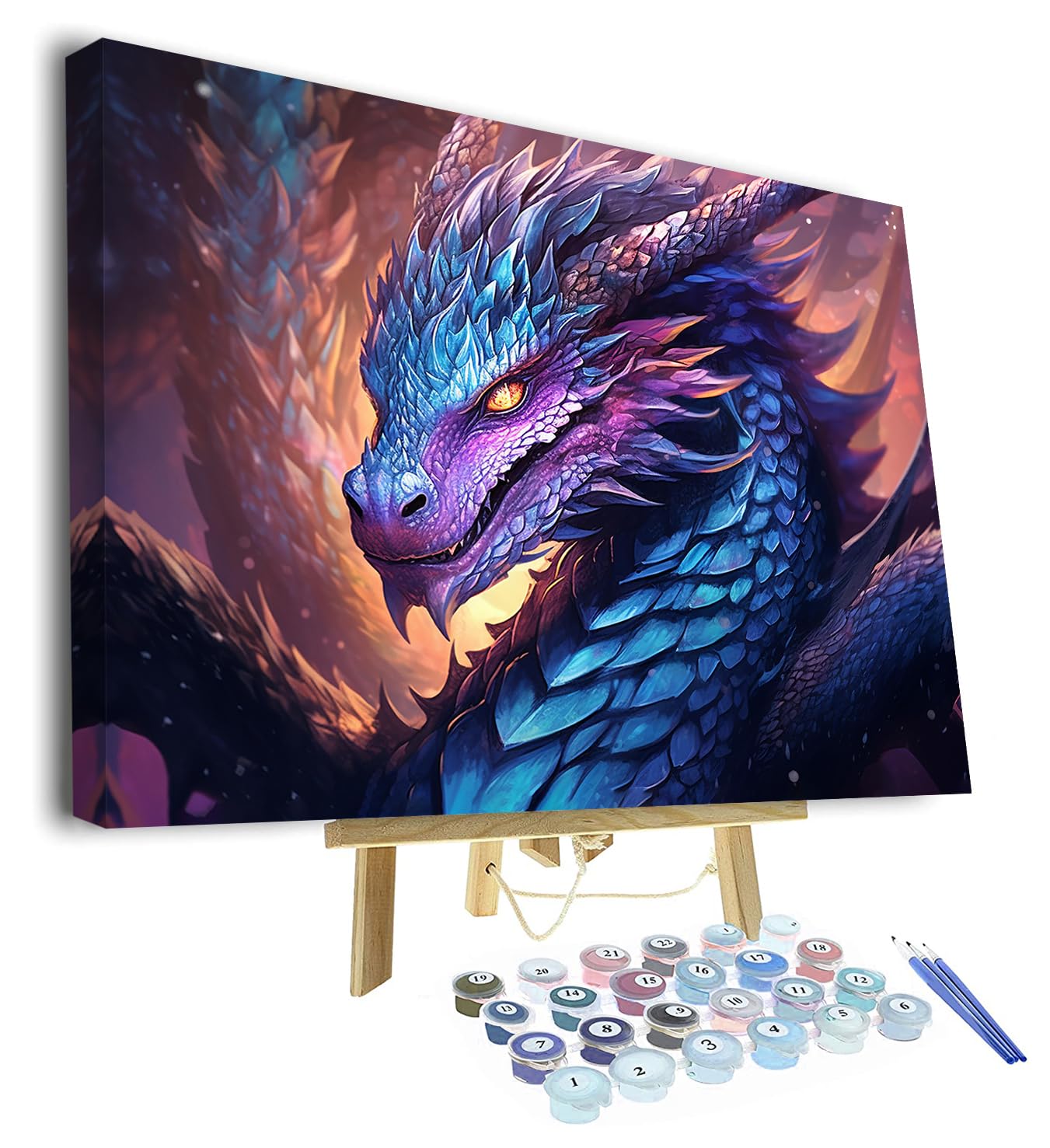 TISHIRON Rahmen Malen nach Zahlen Kit Erwachsene Anfänger Drache, Erwachsene Malen nach Zahlen Kits auf Leinwand Tiere, Fantasy DIY Acryl Ölmalerei für Home Wall Decor Art Crafts 40 x 50 cm