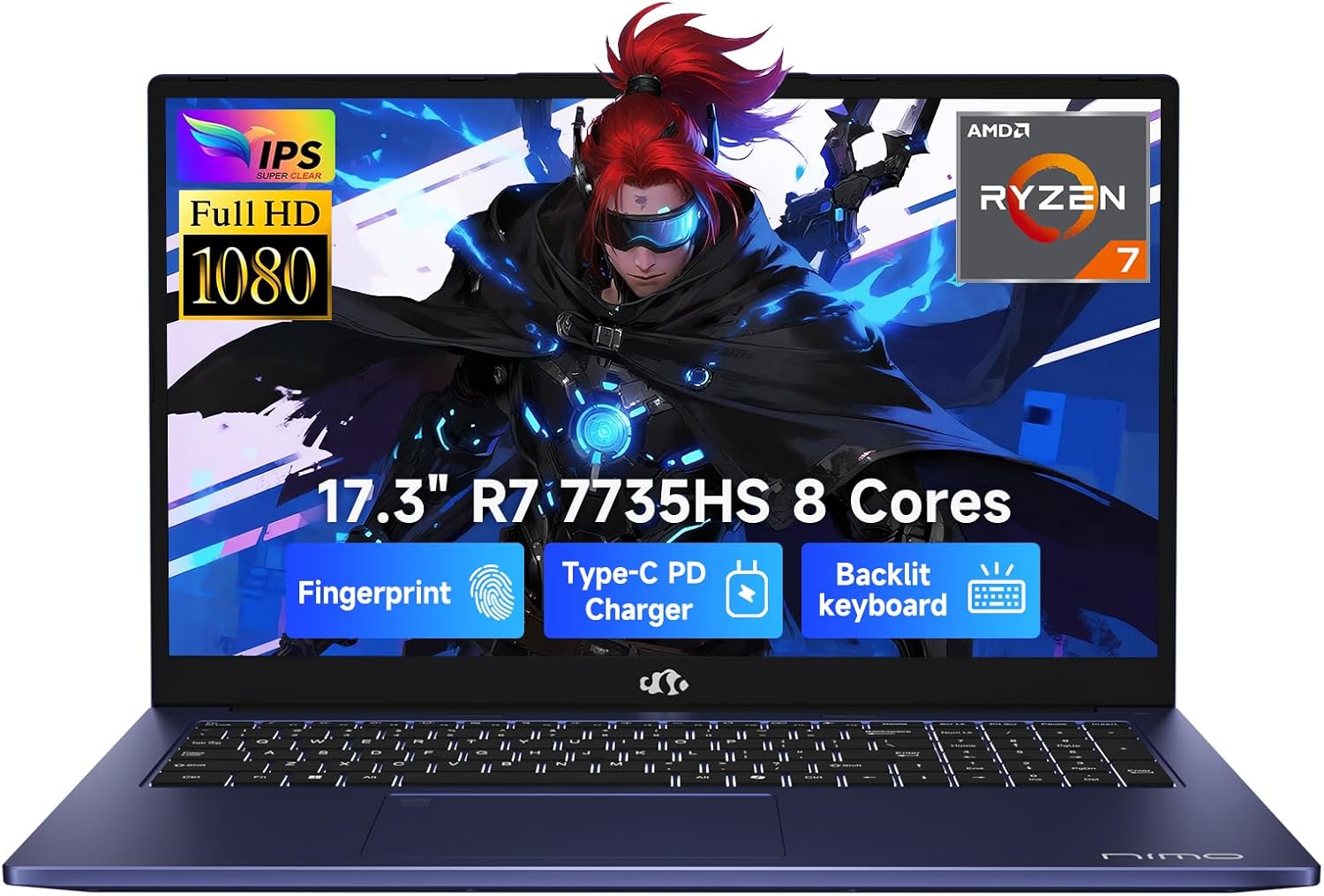 NIMO 17.3-Laptop, 16GB DDR5 RAM 1TB SSD AMD Ryzen 7 7735HS (8C/16T) Radeon 680M,…