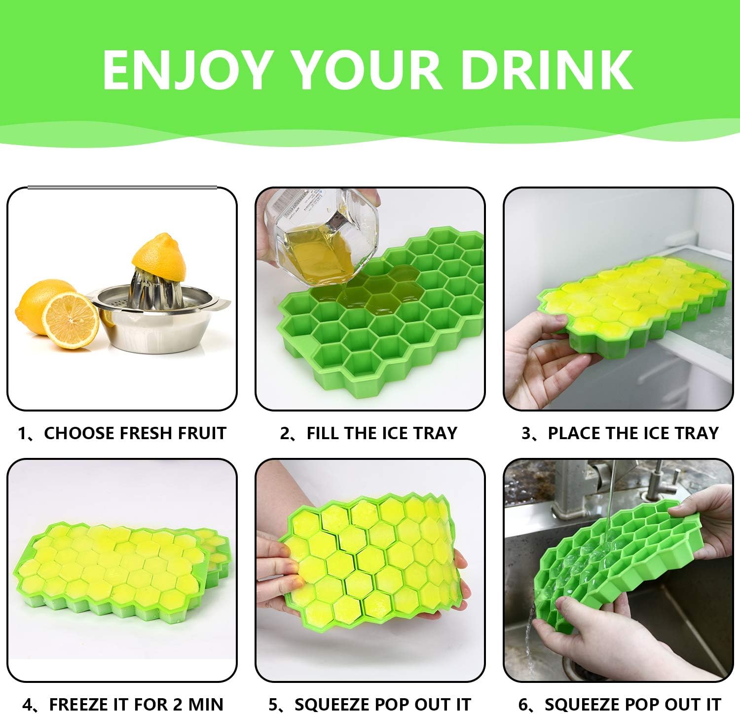 MOMSIV Ice Cube Trays - 2 Pack Silicone Ice Cube Tray with Lid Super Easy Release - Reusable and BPA Free, 74 Ice Cubes for Whiskey, Cocktail, Stackable Flexible Safe Ice Cube Trays