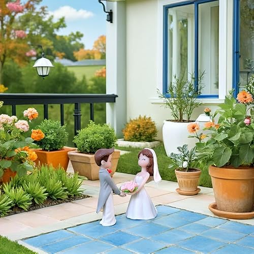 Miniatura 6 de SAFIGLE Adornos de muñeca de pareja de boda de 1.9 pulgadas, figuras de novia y novio, adornos de resina para decoración de mesa de fiesta de boda