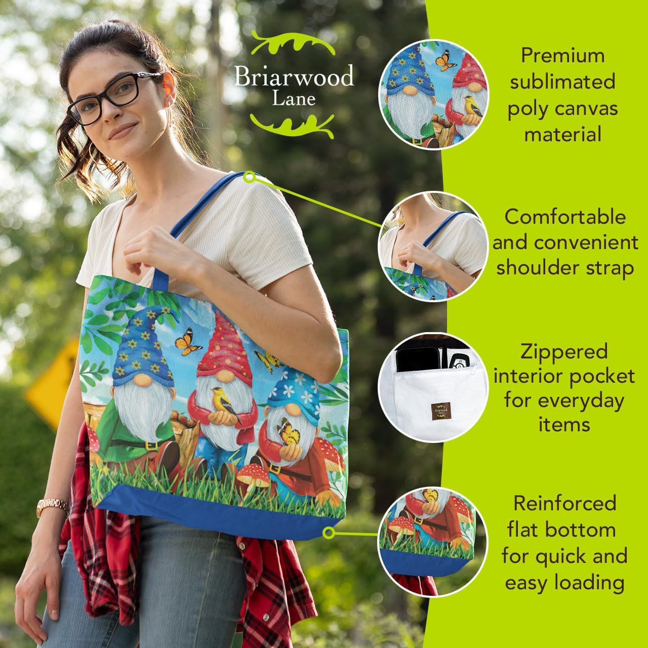 Briarwood Lane Gnome Sweet Gnome Spring Canvas Tote Bag 14.5" x 15" - Image 2