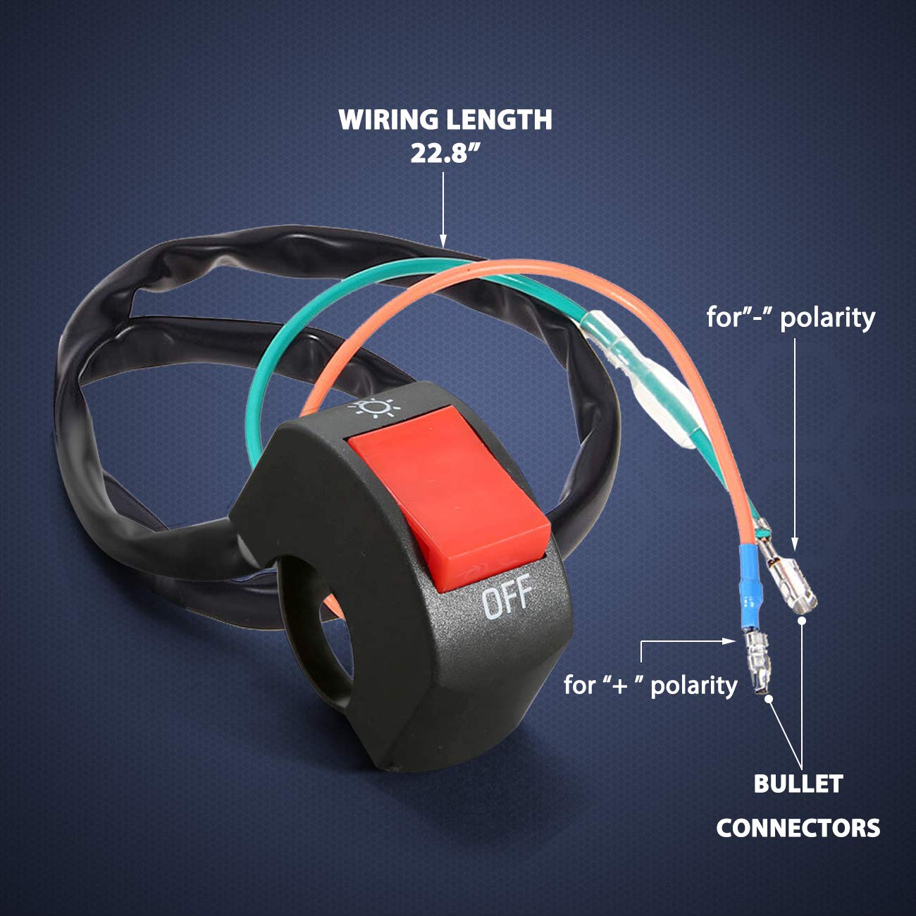 Get Popular Offer Motorcycle Headlight Switch Handlebar Toggle Switch with On Off Push Button for U5 U7 U2 Motorcycles Scooter Electrombile Motorbike-7/8inch 22mm