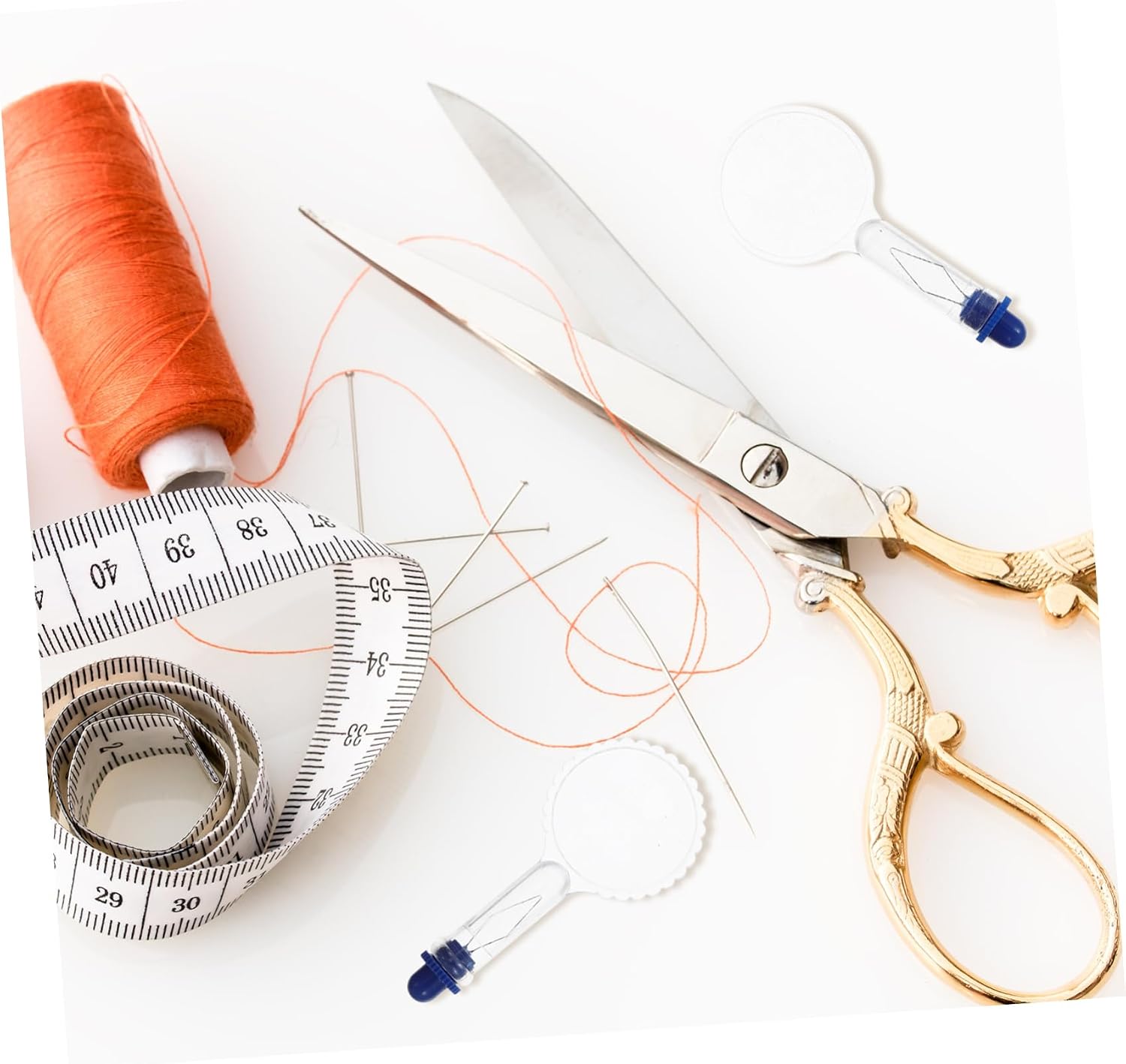 TEHAUX 50pcs Flexible Wire Loop Needle Threader Magnifying Glass for Sewing for Elderly Multi-Purpose Craft Tool