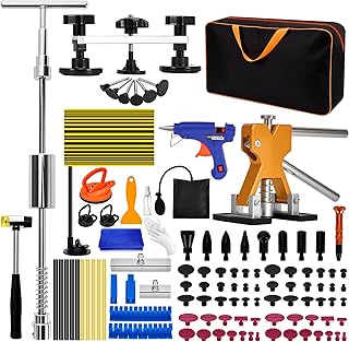 Car Dent Puller Kit, 120Pcs Dent Remover Tool for Car, Car Dent Repair Kit with Golden Lifter, T-Bar Slide Hammer, Bridge Puller, Auto Paintless Dent Repair Kit for Car Refrigerator Door Ding Repair