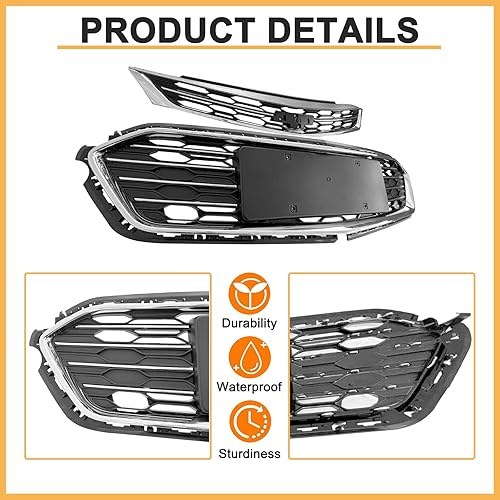 Miniatura 2 de Parachoques delantero superior inferior rejilla compatible para Chevy Cruze Mesh Grill 2016 2017 2018