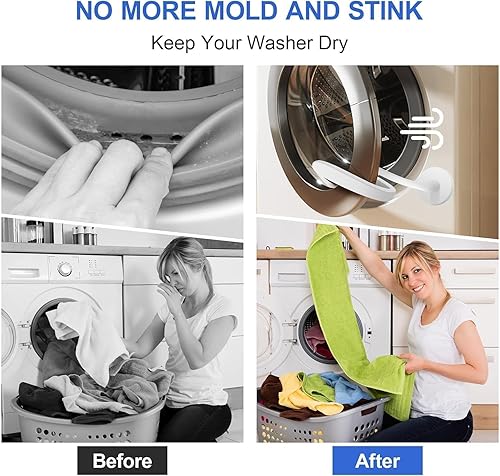 Miniatura 6 de AYNEFY Soporte flexible para puerta de lavadora, soporte magnético universal para lavadora de carga frontal, mantiene la puerta de secado de la