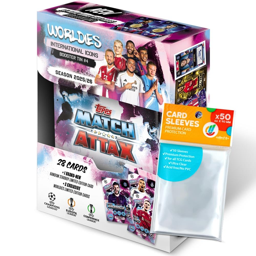 Bundle with Topps Match Attax Champions League 2025/26 Trading Cards + Exclusive Collect-it Cases (1 Mini Tin (International Icons))