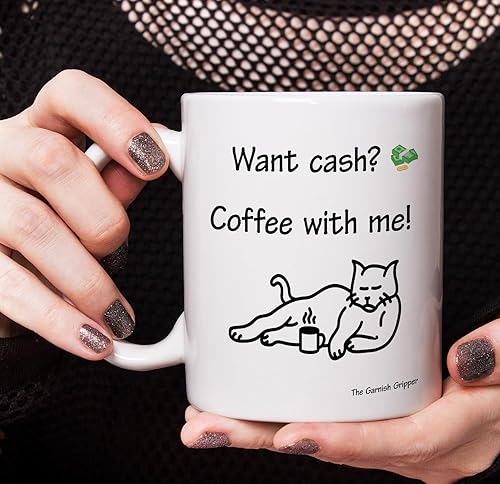 Miniatura 5 de Quieres dinero Café conmigo - Taza de café - divertida taza de gato maullido - taza de gato perezoso regalo divertido para papá, madre amiga