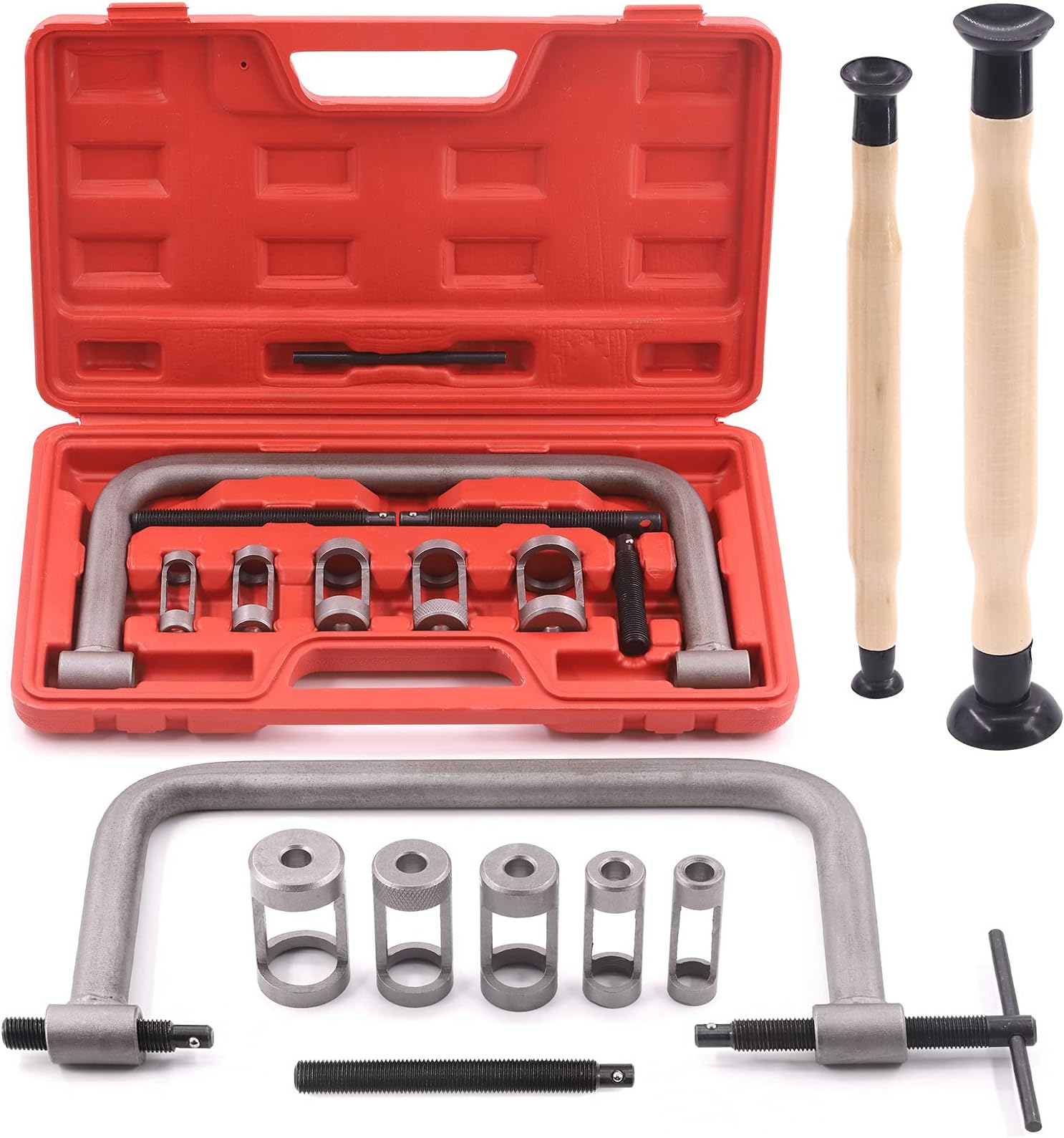 Tanstic 12Pcs Valve Spring Compressor and Lapper Set - Auto Compression C-Clamp Tool Service Kit With Lapping Grinding Stick for Motorcycle, ATV, Car, Small Engine Vehicle Equipment