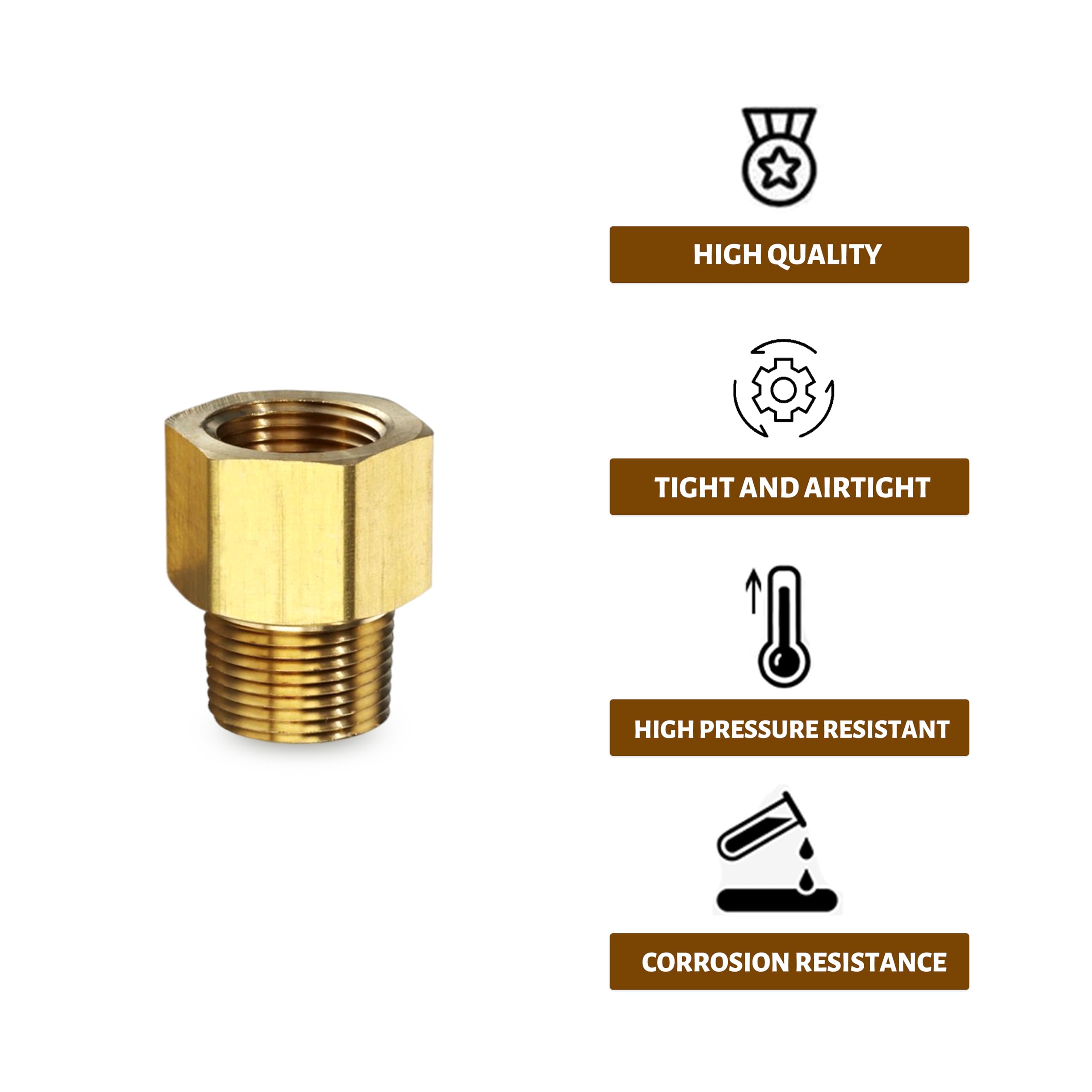 Mosiężna złączka do rur adapter męski na żeński adaptery do rur (5 sztuk) (3/8 cala M x 1/10.2 cm F)