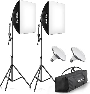 RALENO 50W Softboxen, 2 x 50 x 50 cm LED Softbox Licht Set mit 5500K