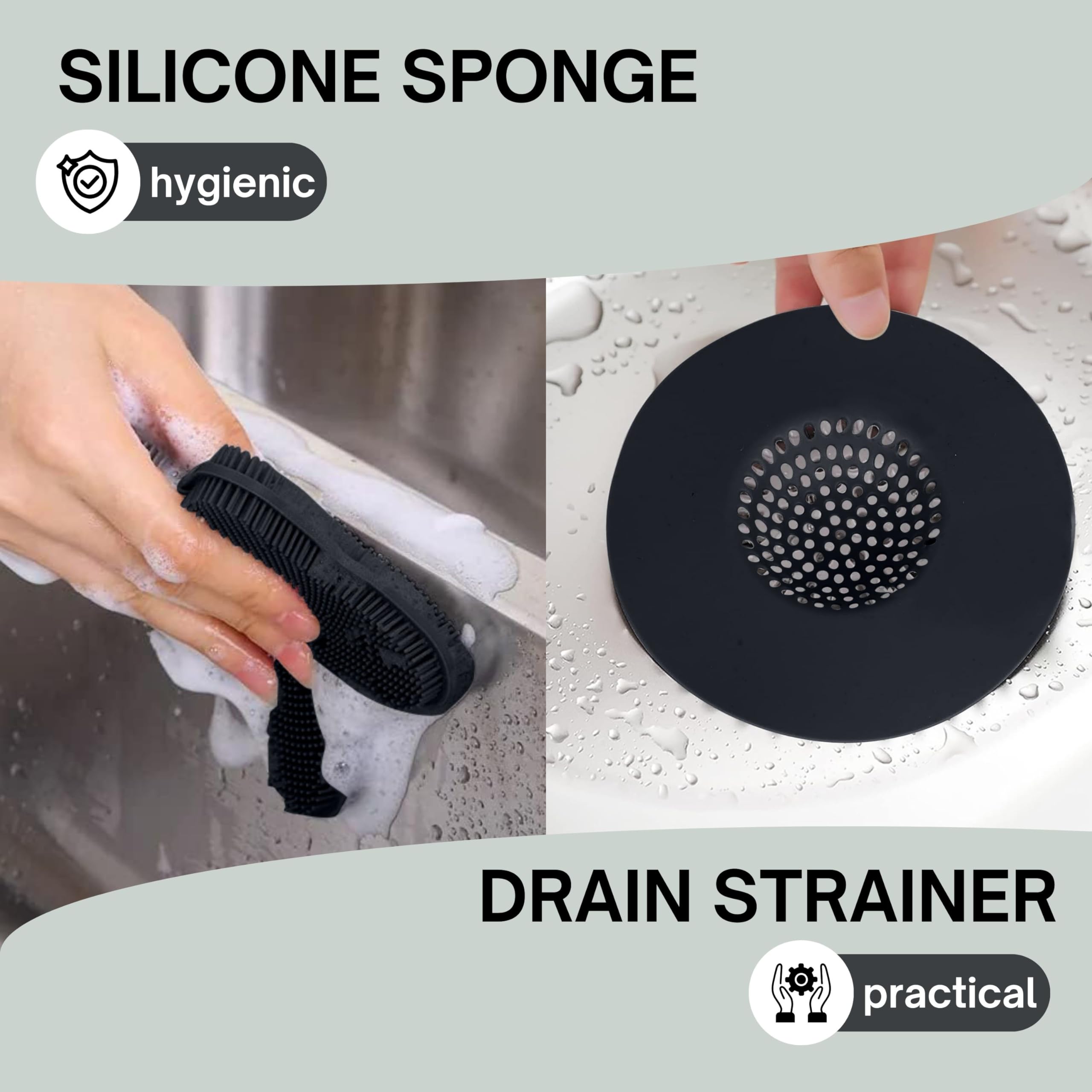Set scolapasta e colino espandibile con spazzola in silicone, gadget