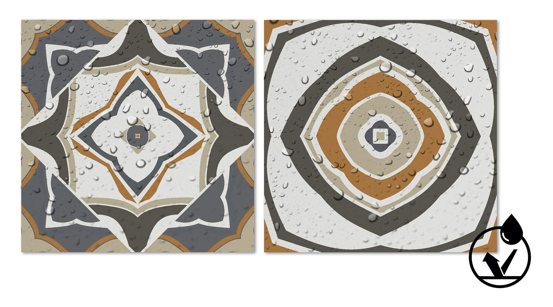Panorama Azulejos Adhesivos Cocina Baño Pack de 72 Baldosas de 10x10cm Modelo Hidráulico Naranja - Revestimiento de Paredes - Cenefas Adhesivas