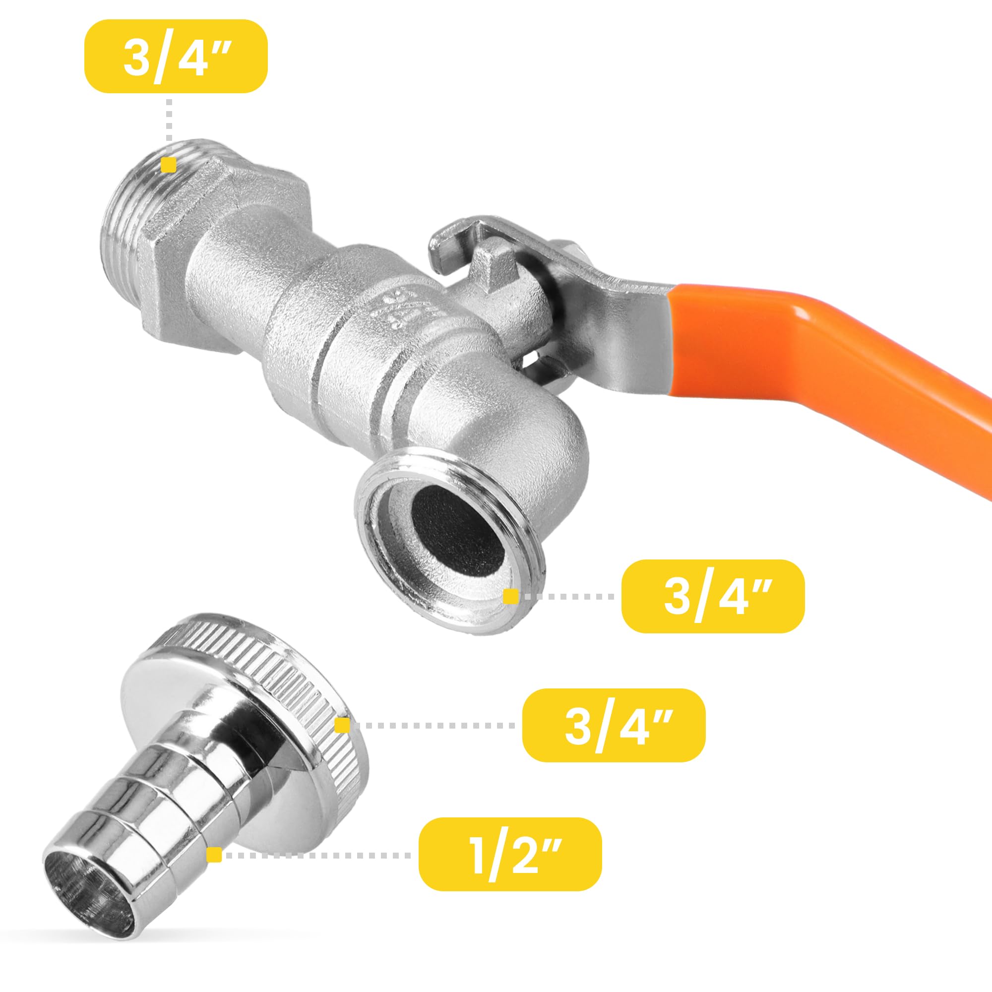 Robinet De Jardin Extérieur D'Eau Laiton 1/2 X 3/4 Raccord De