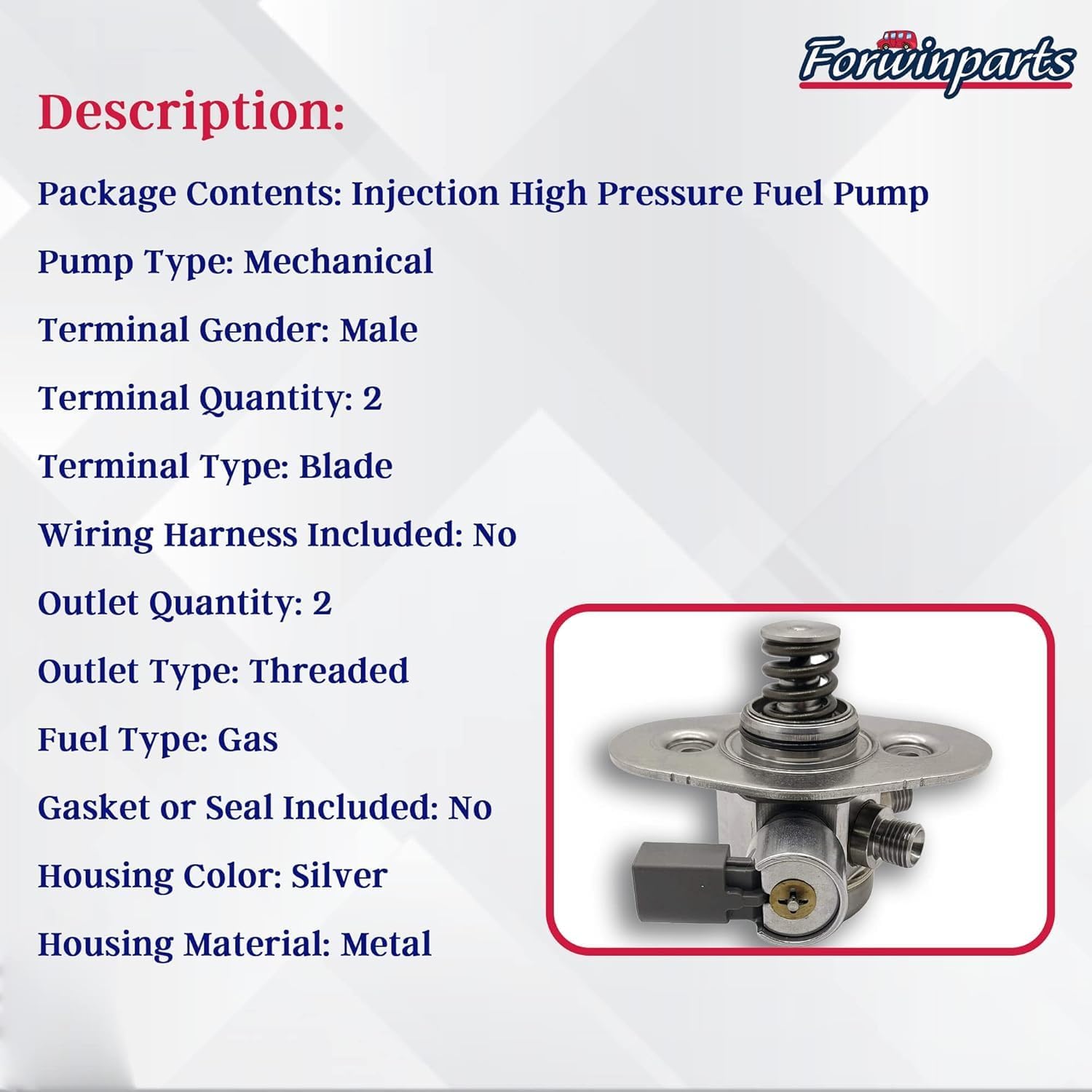 13517584461 High Pressure Fuel Pump for 2012-2016 BMW 228i, 320i, 320i xDrive, 328i, 328i GT xDrive, 328i xDrive, 428i, 428i xDrive, 528i, 528i xDrive, X1 X3 Z4 2.0L with Big Plug